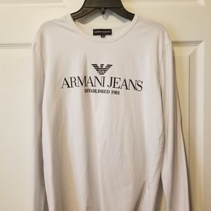 Mens Armani White Long Sleeve Shirt Size M